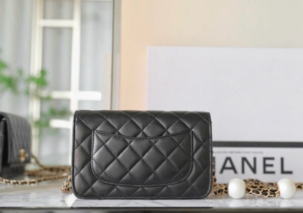 Chanel Woc Lambskin Double Pearl Adjustable Buckle Crossbody Bag