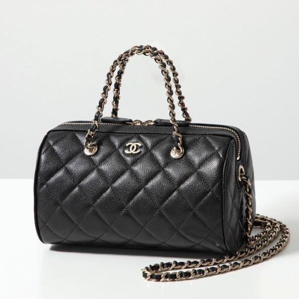 Chanel AP4474 (1) CHANEL Classic chain bag Shiny grained calfskin and gold-tone metal Bowling Bag Black