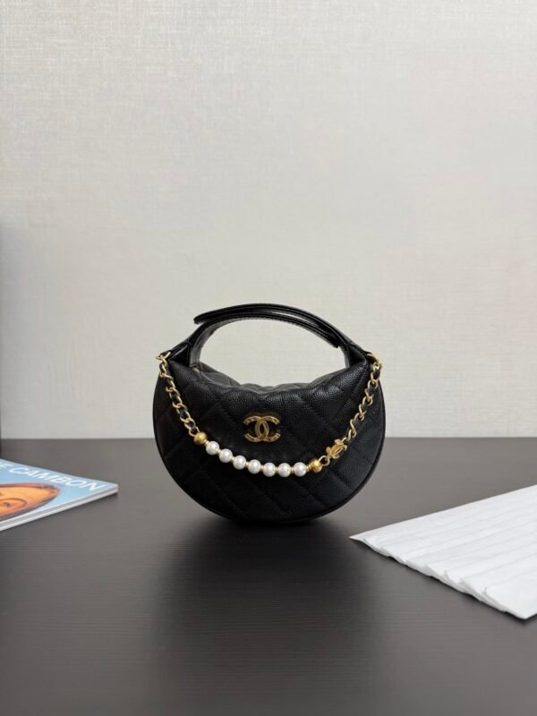 Chanel top handle pearl chain hobo bag AP4584
