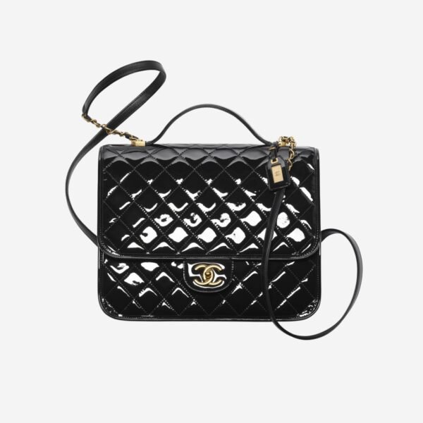 Chanel AS3662 (1) Chanel 22K Large Backpack Patent Calfskin & Gold Metal Black