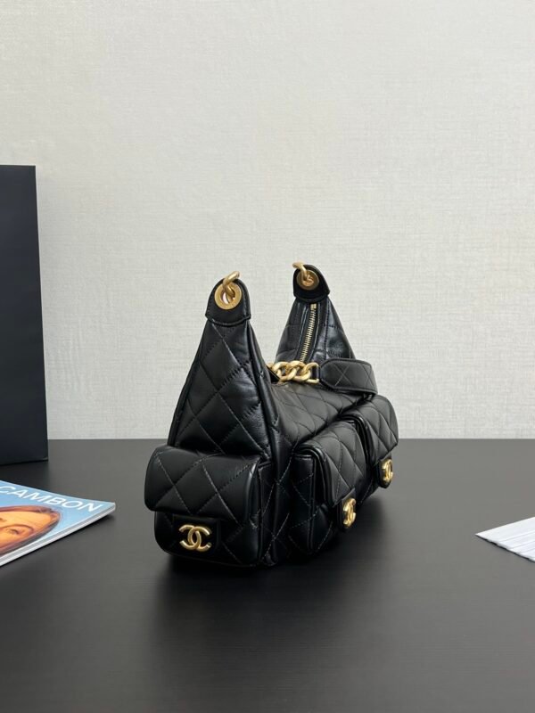 Chanel Hobo Cargo Bag Calfskin Leather Black