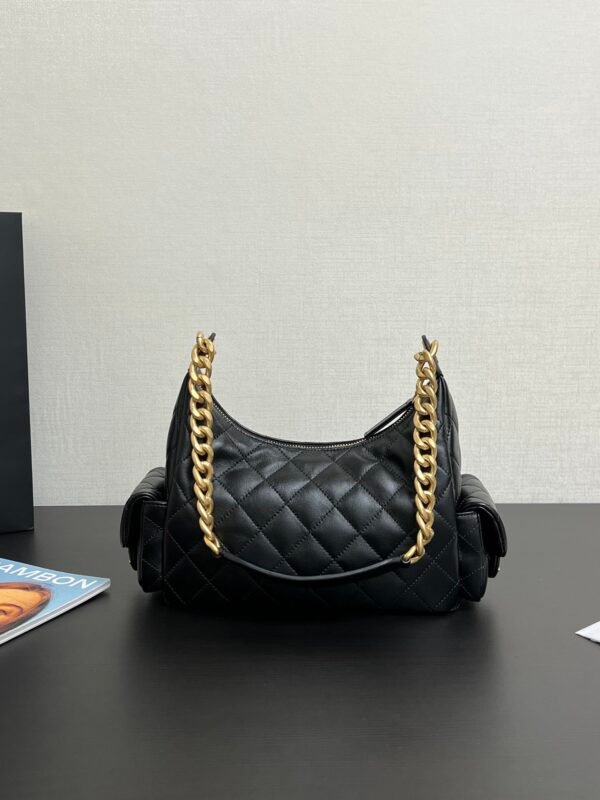 Chanel Hobo Cargo Bag Calfskin Leather Black