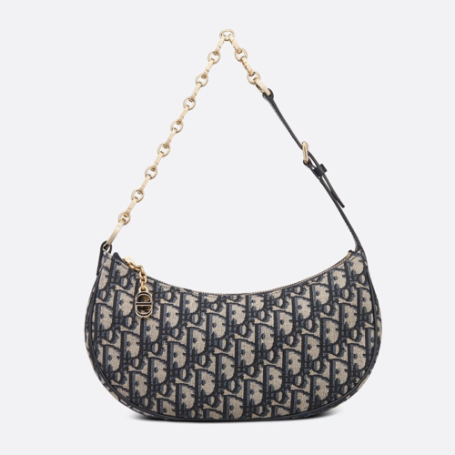 M22626TZR_M928 (1) Dior Underarm Bag CD LOUNGE Blue Oblique Print Moon Bag