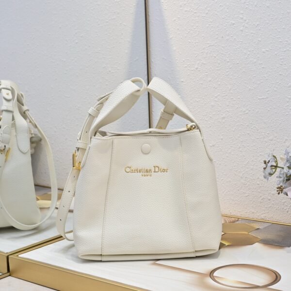 M2840USKU_M030 (2) Dior Small Signature Bucket Bag White
