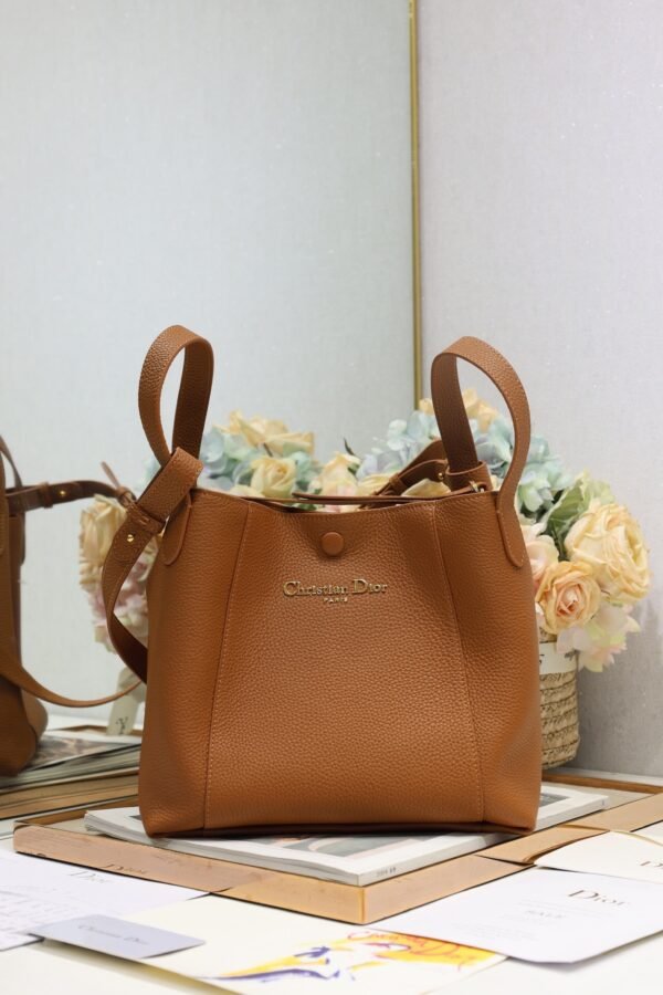 Dior Small Signature Bucket Bag Tourterelle Light Gold-Tone