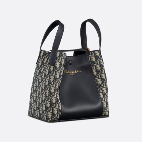 Dior Medium Signature Bucket Bag Blue Dior Oblique Jacquard