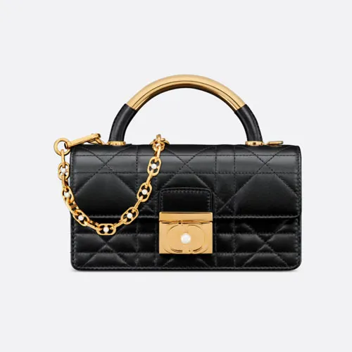 M4401UNMZ_M900 (1) Mini Dior Ange Bag Black Calfskin