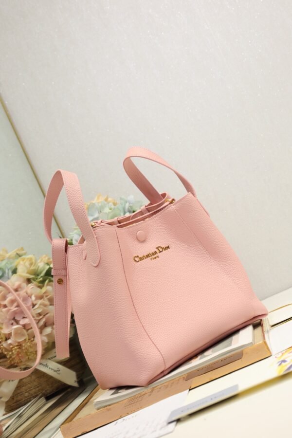 Medium Signature-pink (2) Dior Medium Signature Bucket Bag Pink Grained Calfskin