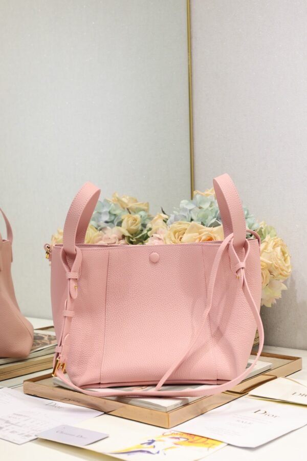Medium Signature-pink (3) Dior Medium Signature Bucket Bag Pink Grained Calfskin