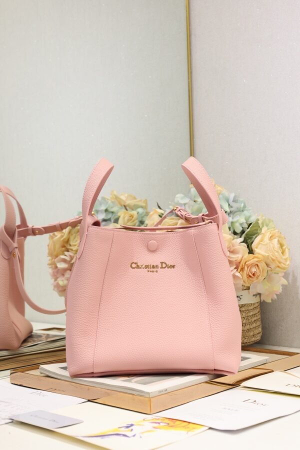 Medium Signature-pink (7) Dior Medium Signature Bucket Bag Pink Grained Calfskin