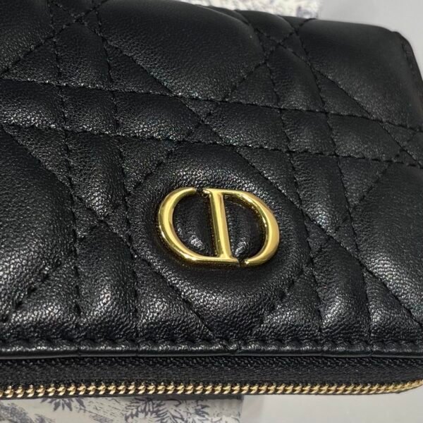 Dior Caro removable card holder Black soft calfskin cannage