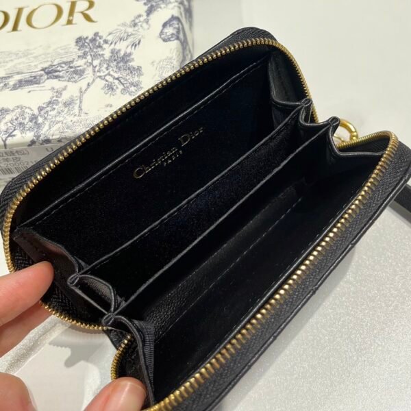Dior Caro removable card holder Black soft calfskin cannage