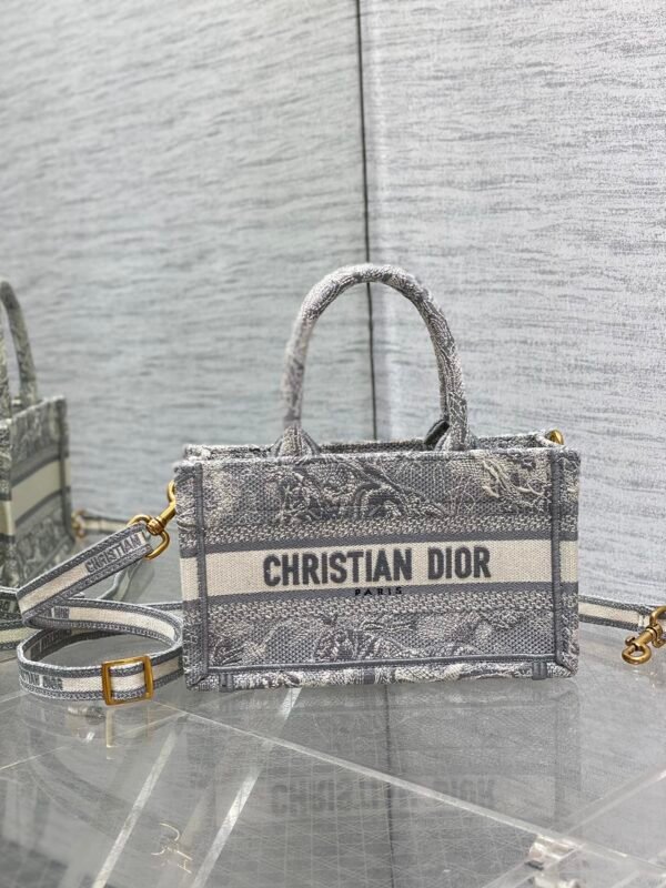 Mini Dior Book Tote Grey