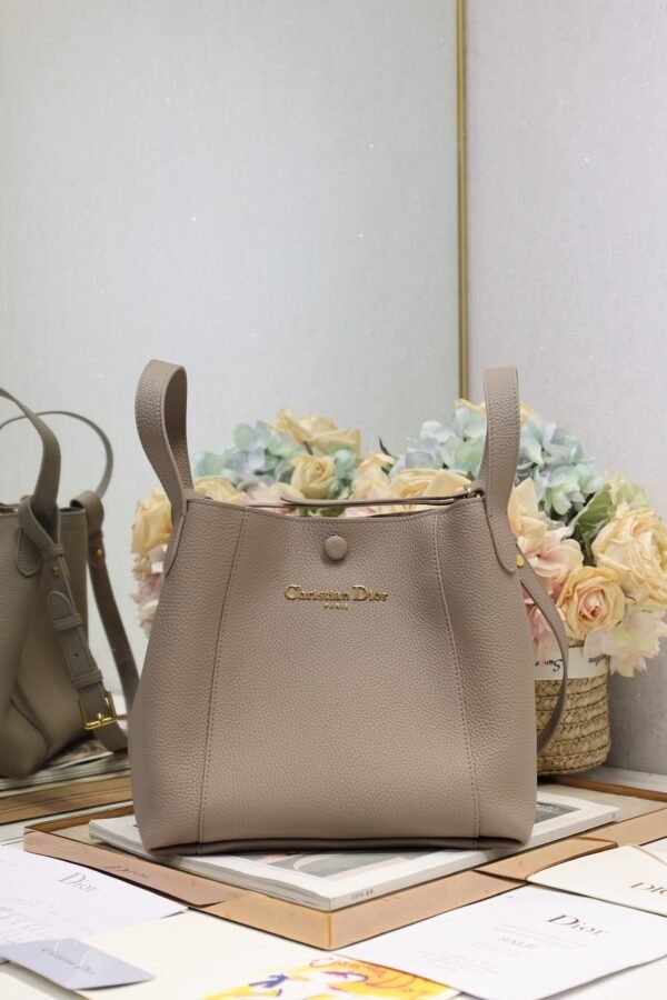 Dior Small Signature Bucket Bag Tourterelle Beige