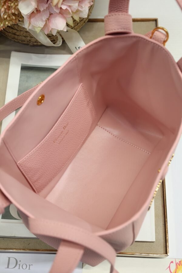 Dior Small Signature Bucket Bag Pink Grained Calfskin