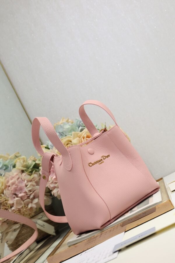 Dior Small Signature Bucket Bag Pink Grained Calfskin