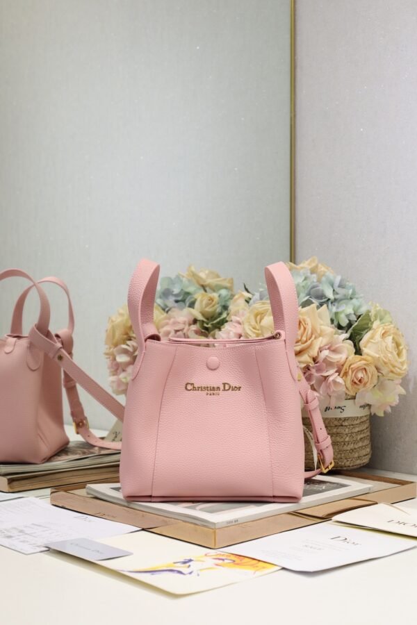 Dior Small Signature Bucket Bag Pink Grained Calfskin