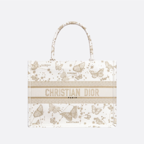 White+Gold+Butterfly -M (1) Medium Dior Book Tote Golden Butterfly
