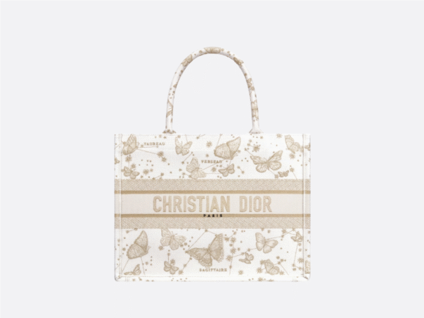 White+Gold+Butterfly -M (1) Medium Dior Book Tote Golden Butterfly