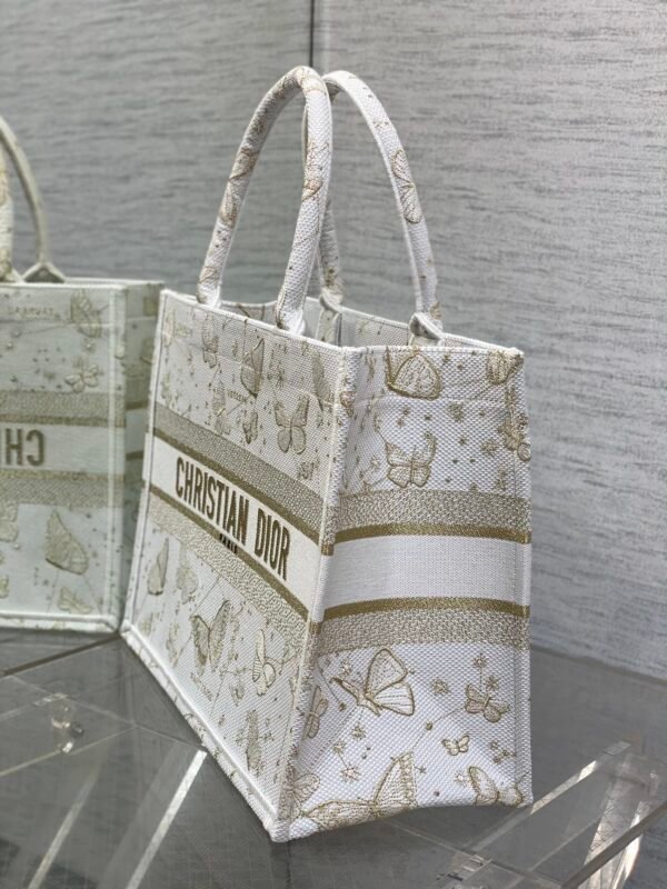 White+Gold+Butterfly-M (3) Medium Dior Book Tote Golden Butterfly