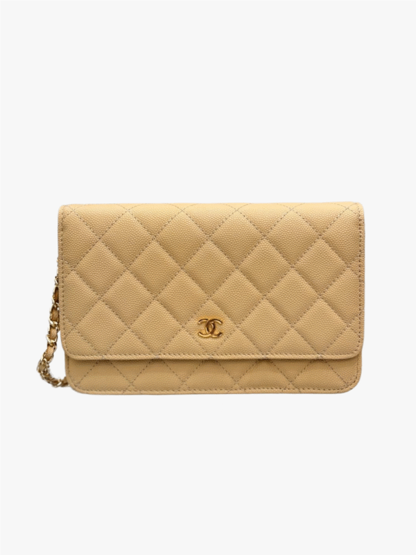 Chanel Chanel Classic Quilted WOC Wallet Crossbody Bag Beige in Leather Grained cowhide
