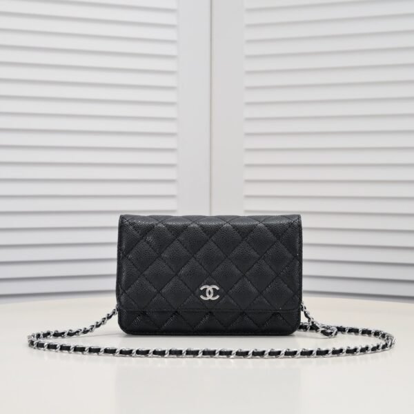 Chanel Chanel Classic Quilted WOC Wallet Crossbody Bag Black in Leather Grained cowhide