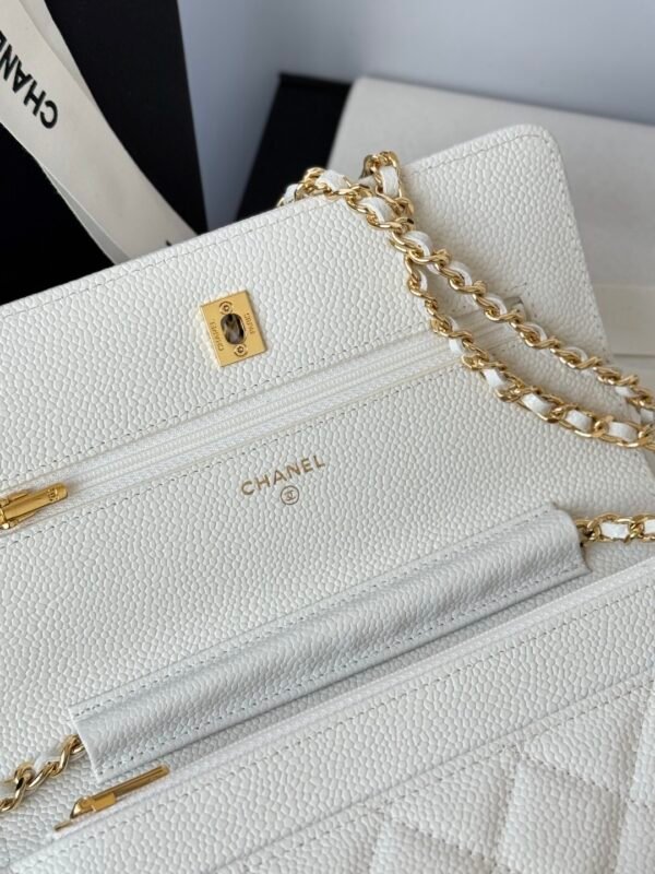 Chanel Chanel Classic Quilted WOC Wallet Crossbody Bag White in Leather Grained cowhide