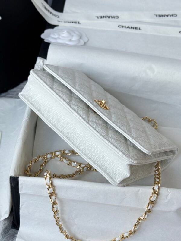 Chanel Chanel Classic Quilted WOC Wallet Crossbody Bag White in Leather Grained cowhide