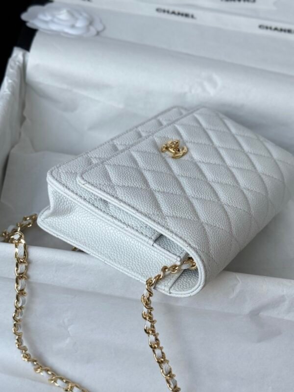 Chanel Chanel Classic Quilted WOC Wallet Crossbody Bag White in Leather Grained cowhide