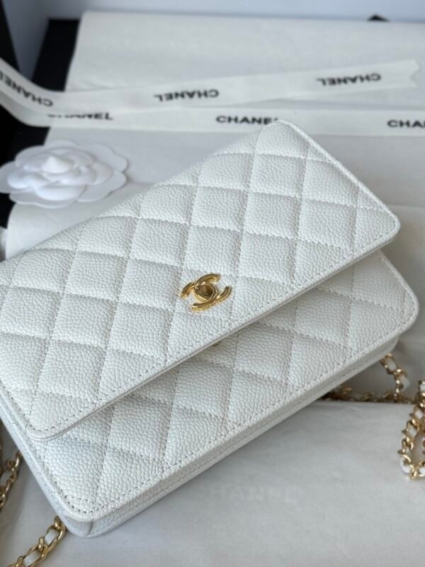 Chanel Chanel Classic Quilted WOC Wallet Crossbody Bag White in Leather Grained cowhide