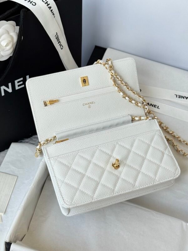 Chanel Chanel Classic Quilted WOC Wallet Crossbody Bag White in Leather Grained cowhide