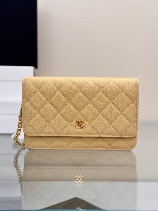 Chanel Chanel Classic Quilted WOC Wallet Crossbody Bag Beige in Leather Grained cowhide