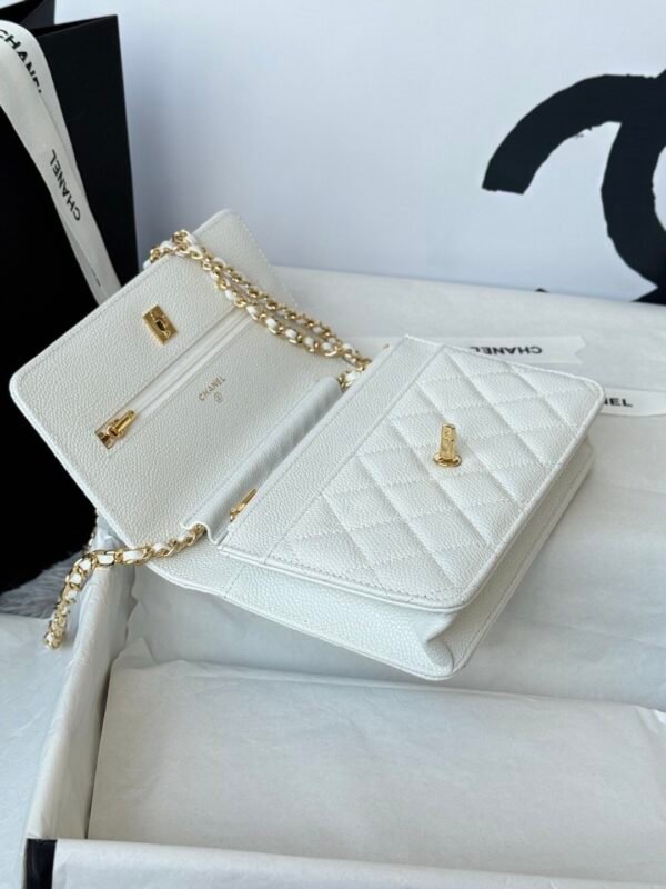 Chanel Chanel Classic Quilted WOC Wallet Crossbody Bag White in Leather Grained cowhide