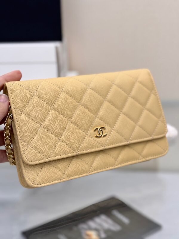 Chanel Chanel Classic Quilted WOC Wallet Crossbody Bag Beige in Leather Grained cowhide