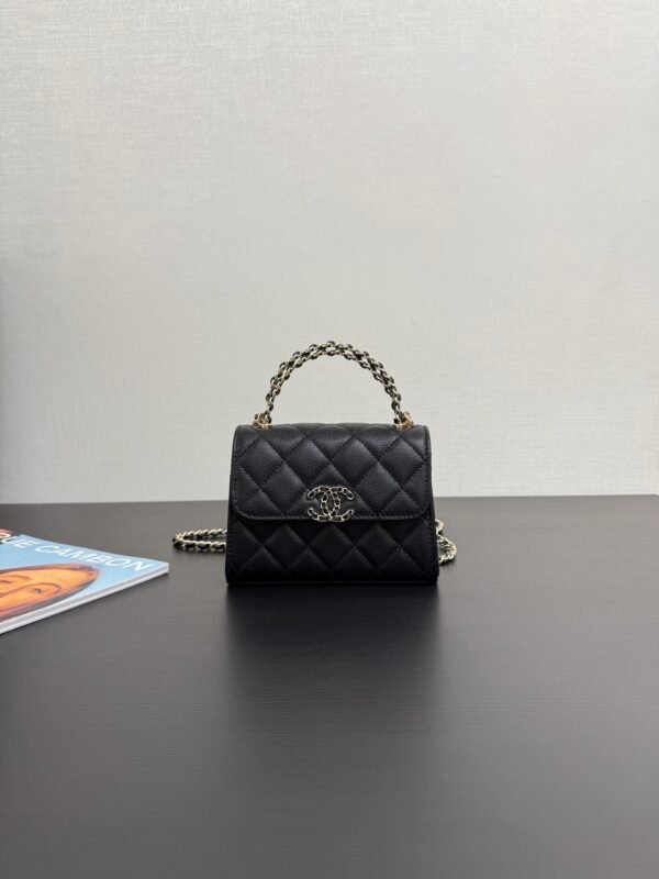 Chanel Chain Mini Bag Grained Shiny Calfskin & Gold Metal