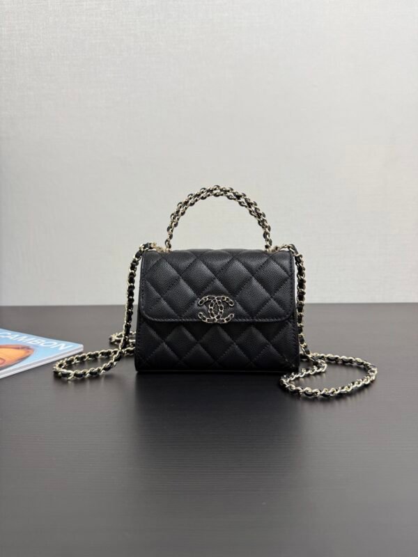 Chanel Chain Mini Bag Grained Shiny Calfskin & Gold Metal