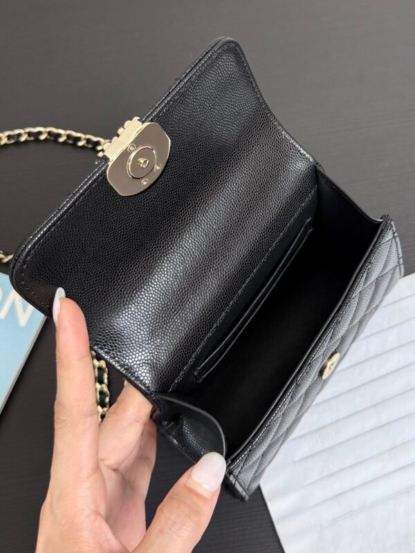 Chanel Chain Mini Bag Grained Shiny Calfskin & Gold Metal