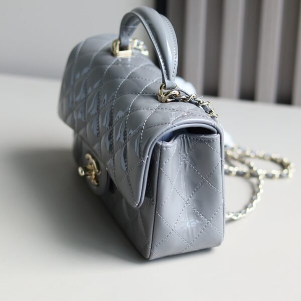 Chanel Mini Flap Bag with Top Handle Patent Calfskin