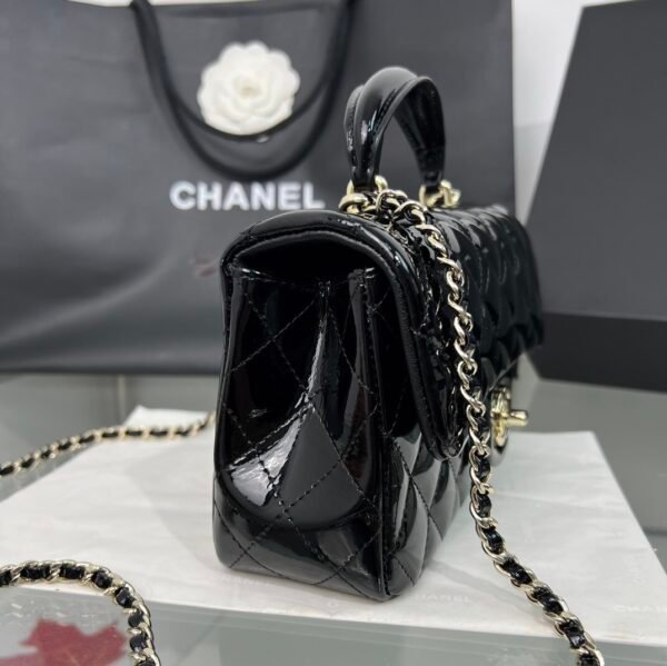 Chanel Mini Flap Bag with Top Handle Patent Calfskin