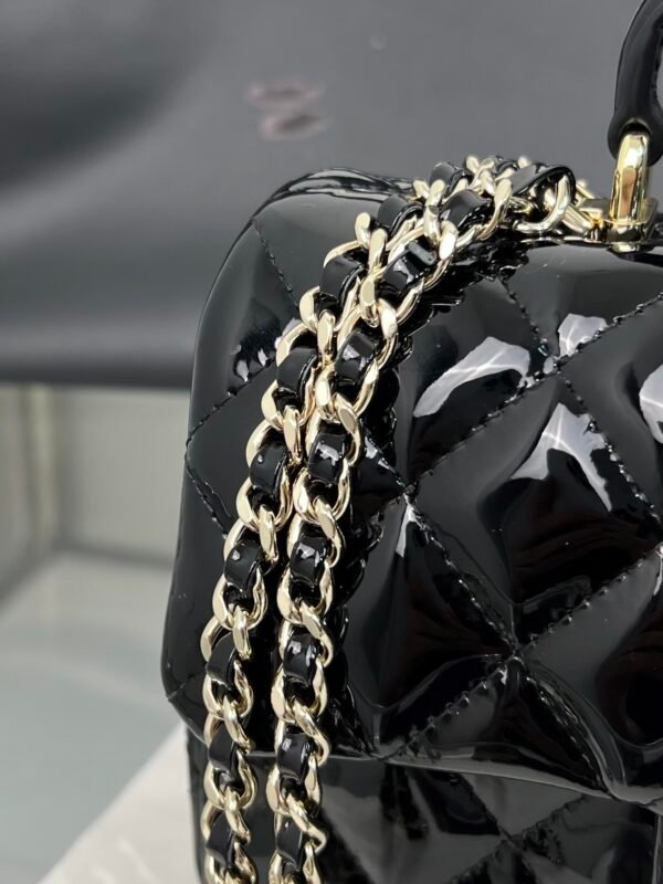 Chanel Mini Flap Bag with Top Handle Patent Calfskin