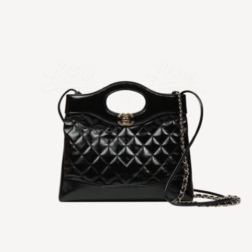 Chanel 31 Mini Shiny Calfskin Shopping Bag Black