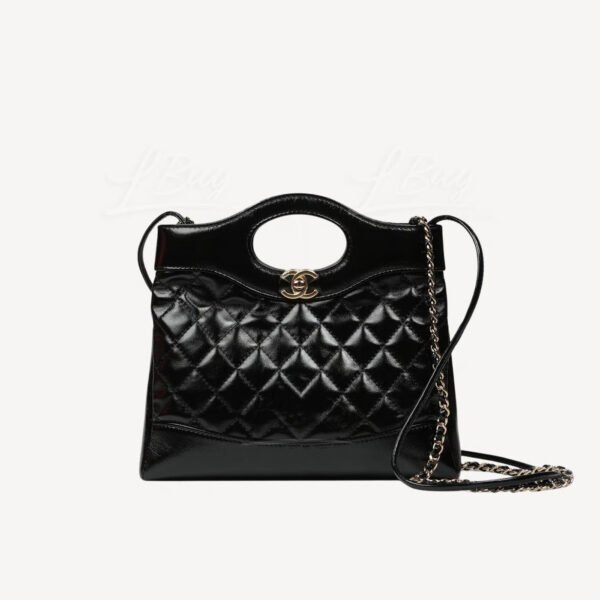 chanel AS4133 (1) Chanel 31 Mini Shiny Calfskin Shopping Bag Black