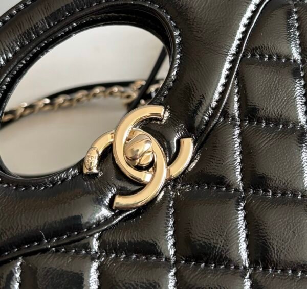 chanel AS4133 (2) Chanel 31 Mini Shiny Calfskin Shopping Bag Black