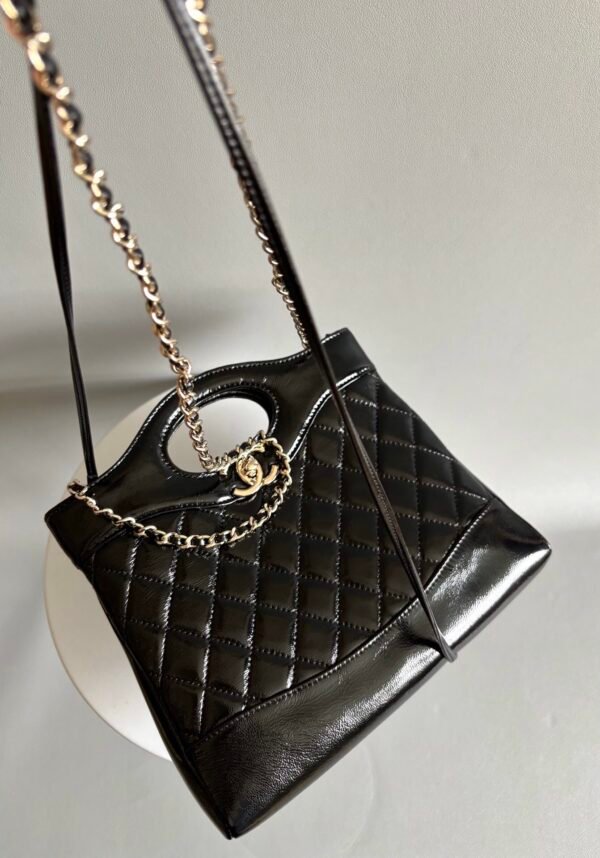 chanel AS4133 (3) Chanel 31 Mini Shiny Calfskin Shopping Bag Black
