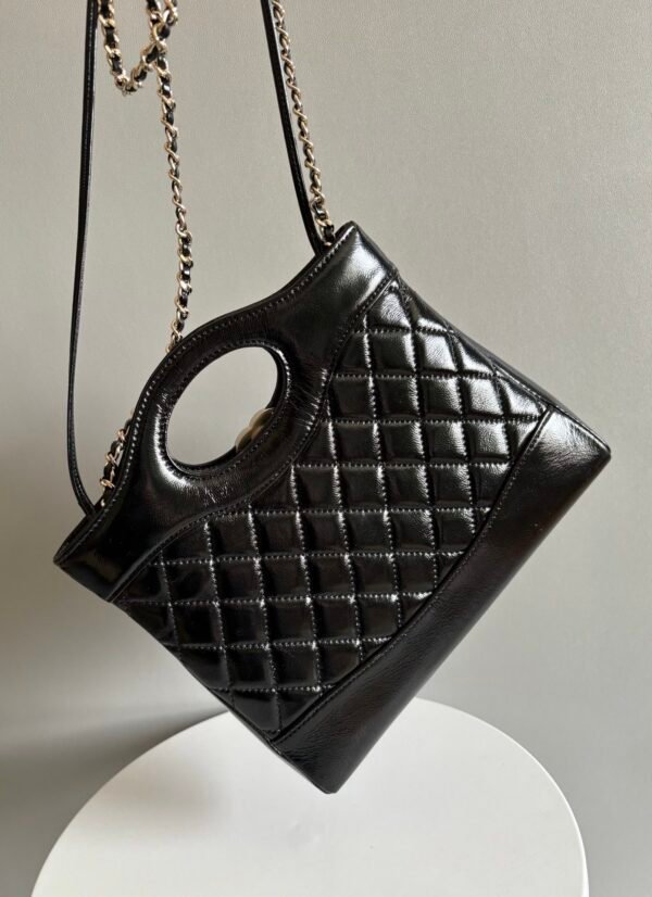 chanel AS4133 (9) Chanel 31 Mini Shiny Calfskin Shopping Bag Black