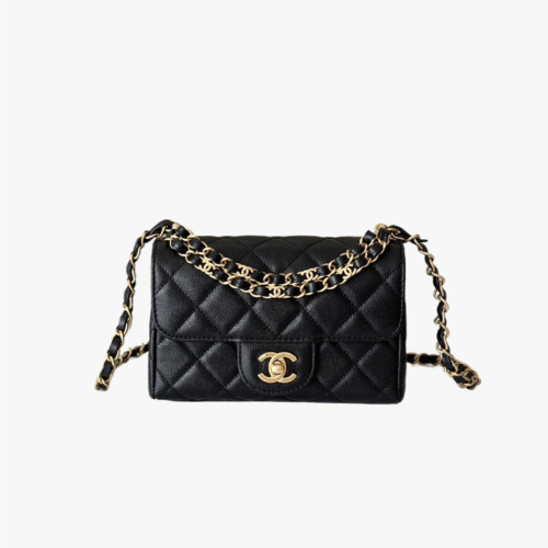 Chanle Mini Flap Bag Grained Calfskin & Gold-Tone Meta