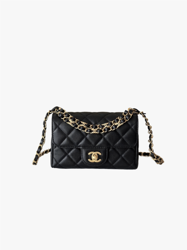Chanle Mini Flap Bag Grained Calfskin & Gold-Tone Meta