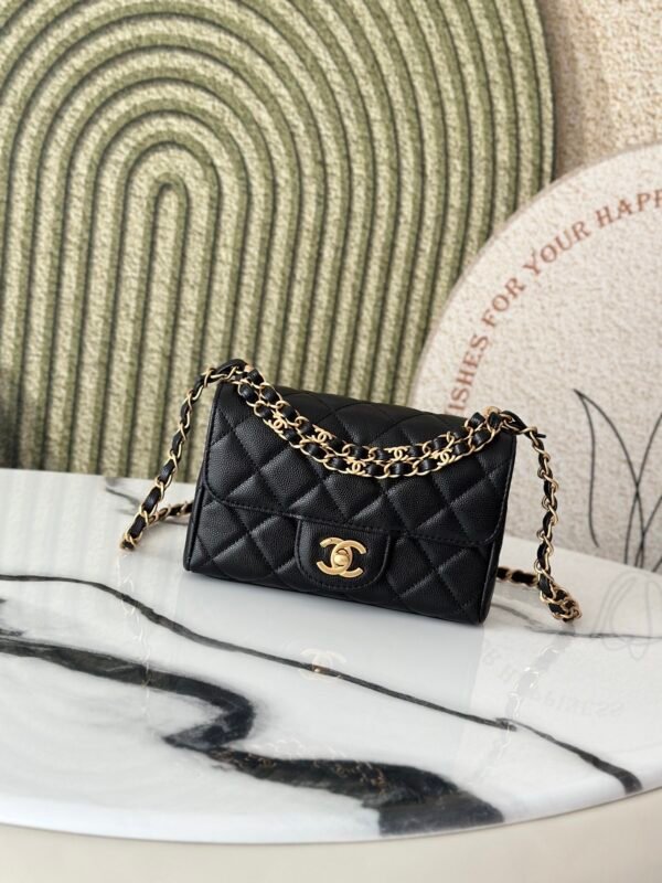 Chanle Mini Flap Bag Grained Calfskin & Gold-Tone Meta