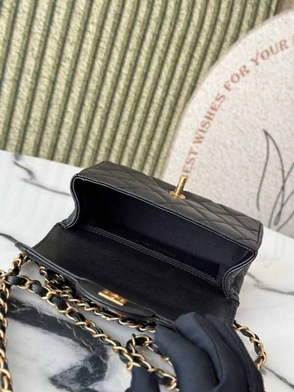 Chanle Mini Flap Bag Grained Calfskin & Gold-Tone Meta