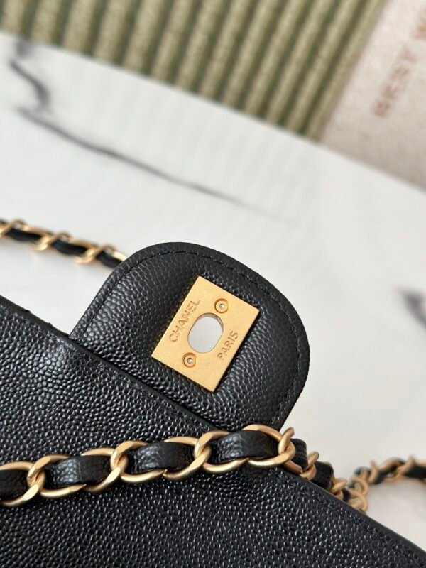 Chanle Mini Flap Bag Grained Calfskin & Gold-Tone Meta